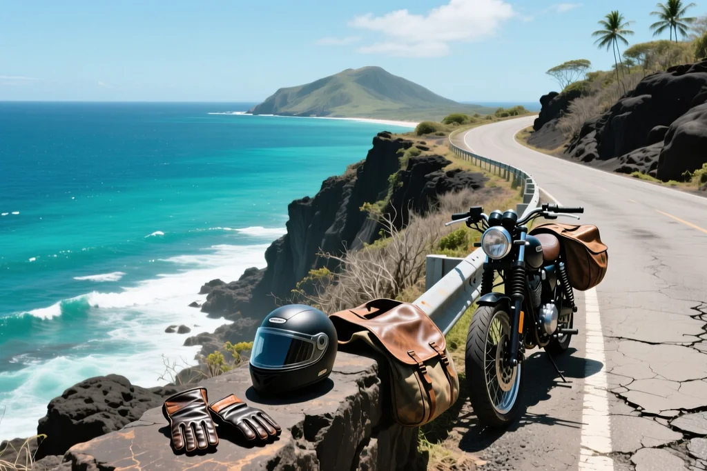 Viewpoint above the southern Phuket coast with the road winding down towards the sea